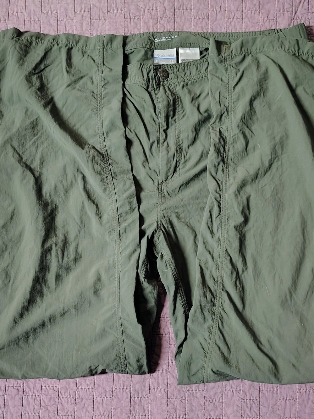 Columbia Omni-Shade Convertible Hiking Cargo Pants Mens 44x36 Olive Green Zip - Picture 3 of 8